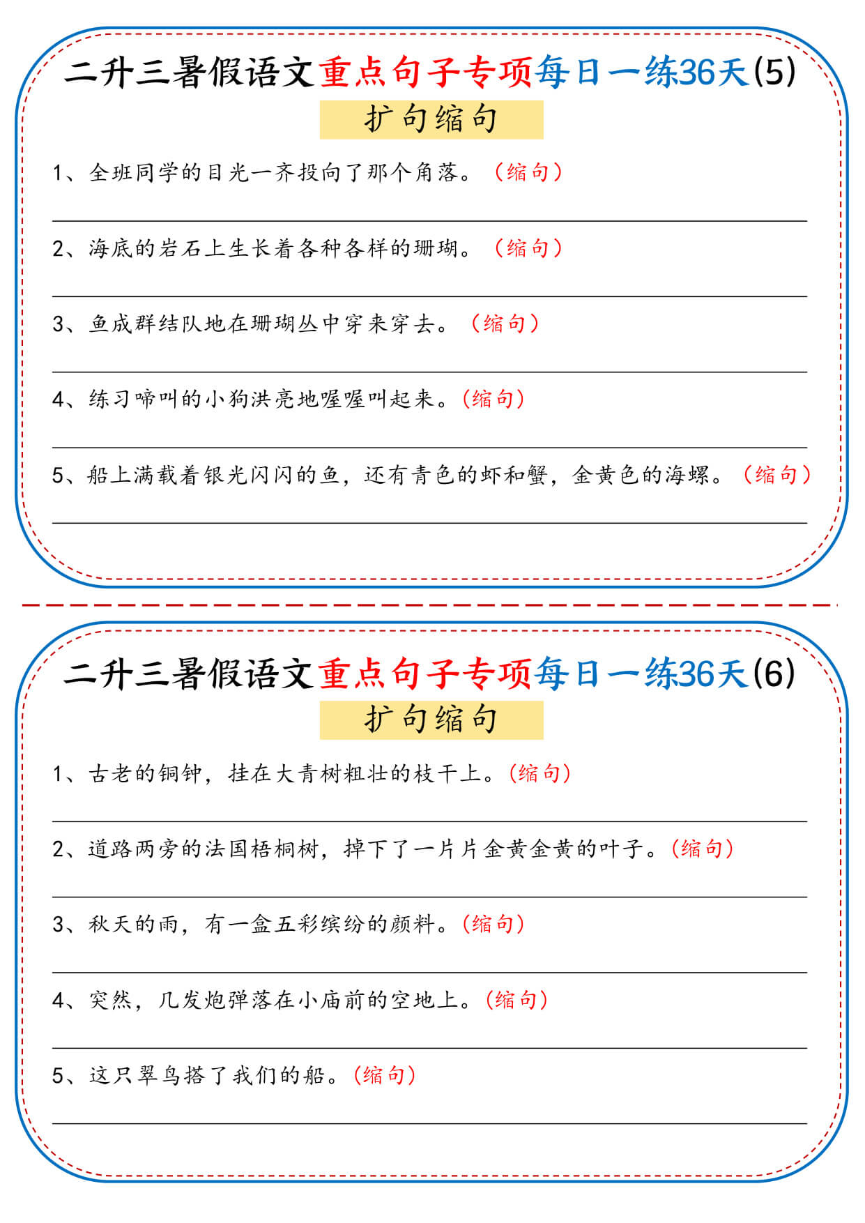 二升三暑假语文重点句子专项每日一练36天（含答案36页）-3.jpg
