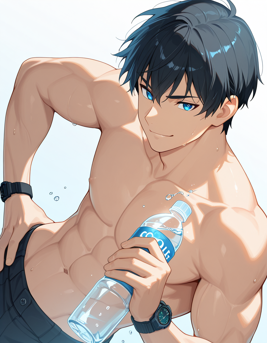 source_anime__masterpiece__best_quality__1boy___shirtless__a_handsome_muscular_boy__short_black_hair__confident_slight_smirk__black_tactical_watch_on_wrist__right_hand_on_hip__left_hand_2951878499.png