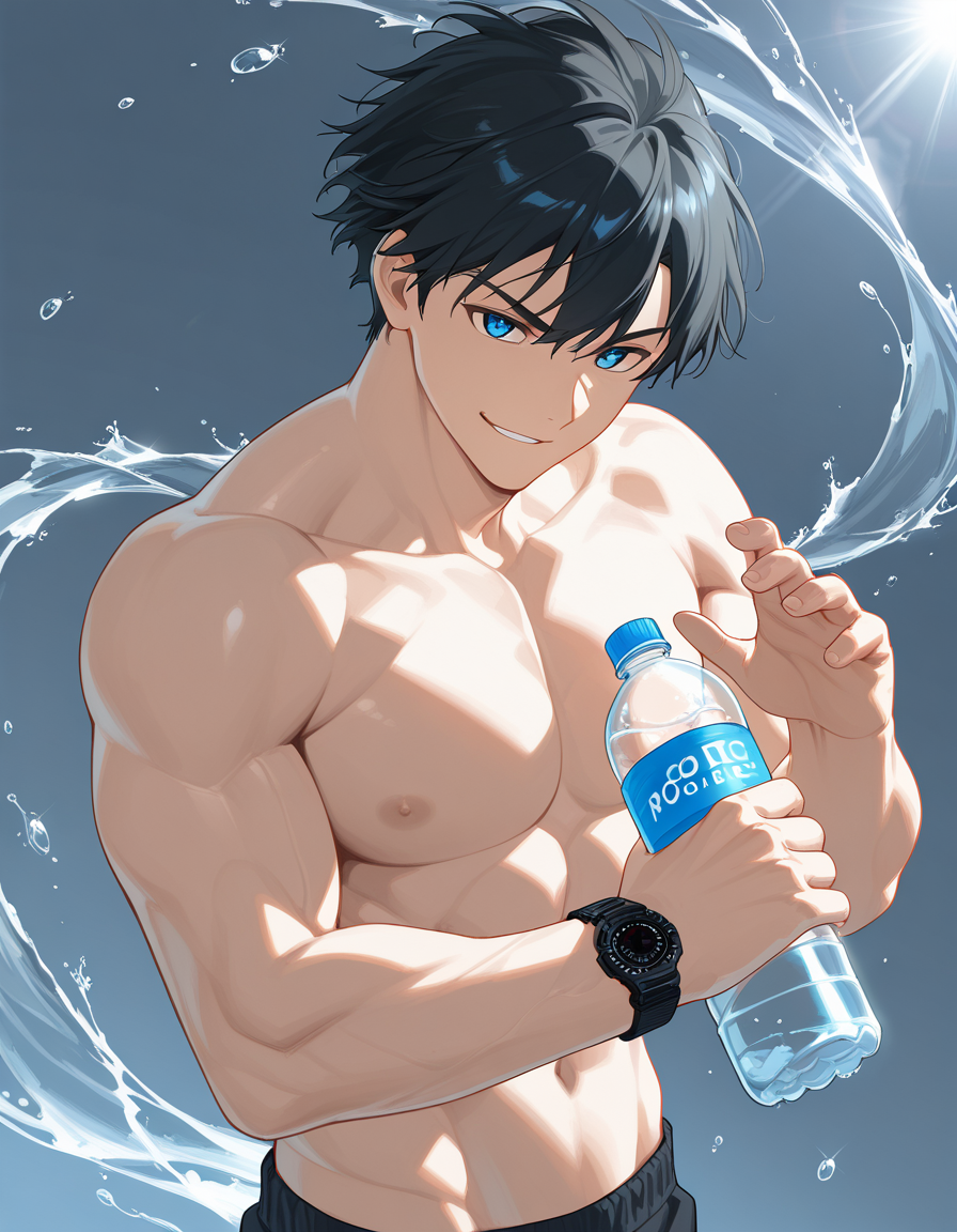 source_anime__masterpiece__best_quality__1boy___shirtless__a_handsome_muscular_boy__short_black_hair__confident_slight_smirk__black_tactical_watch_on_wrist__dynamic_transparent_water_sp_2129017894.png