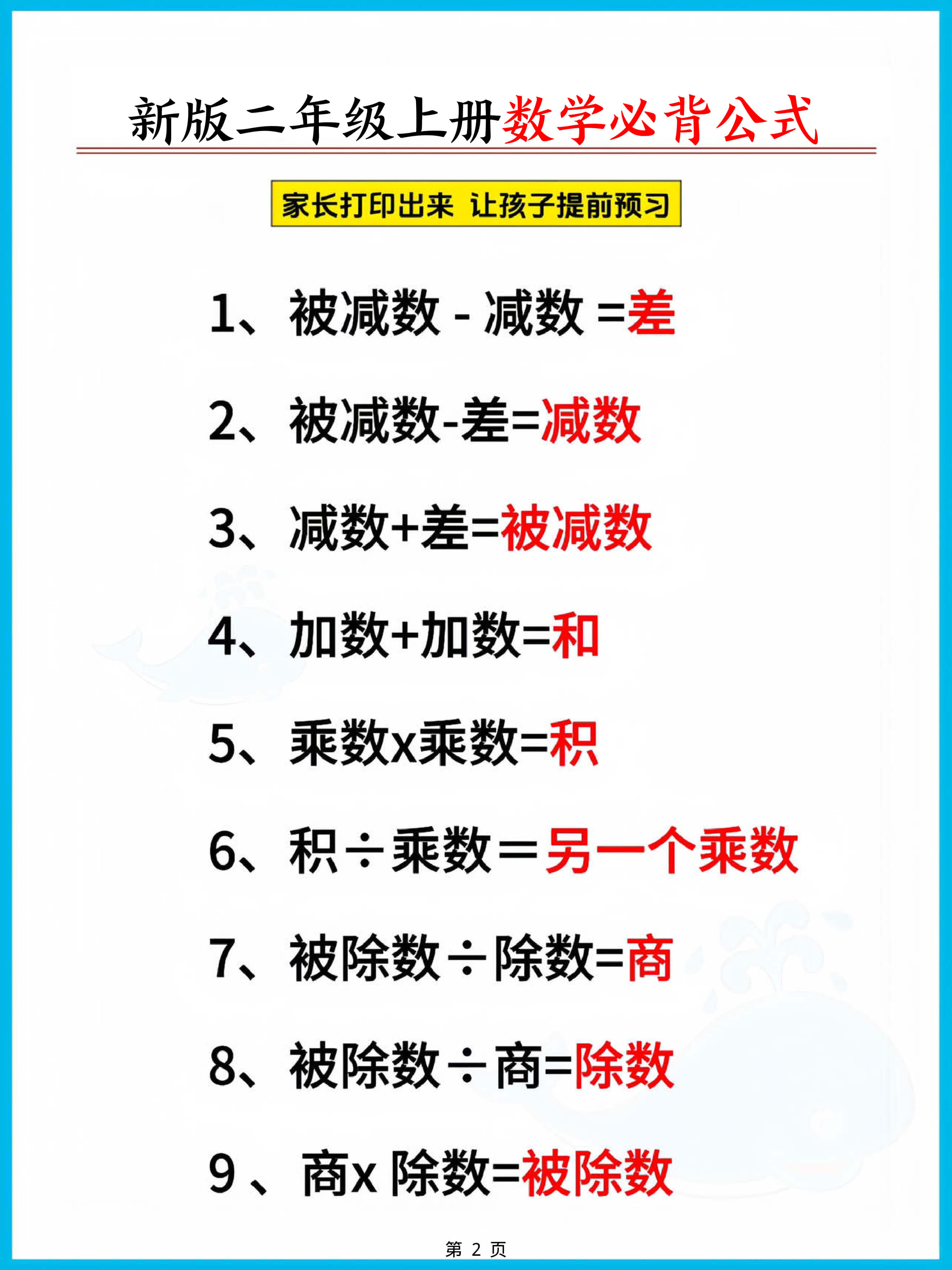 二上人教版数学【2026秋新版-必背公式知识点汇总（8页）】-2.jpg