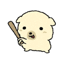 奶黄小狗挥棒.gif