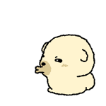 奶黄小狗夸张噘嘴亲亲.gif