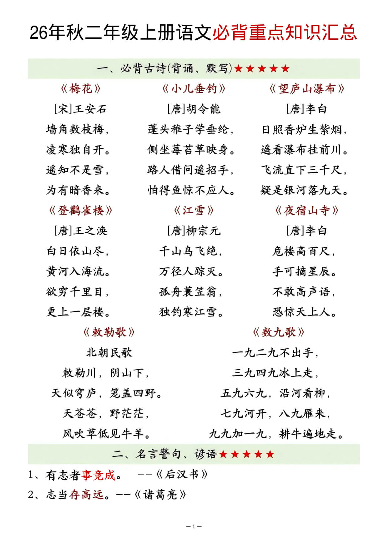 【26秋二上语文必背重点知识汇总20页-1.jpg
