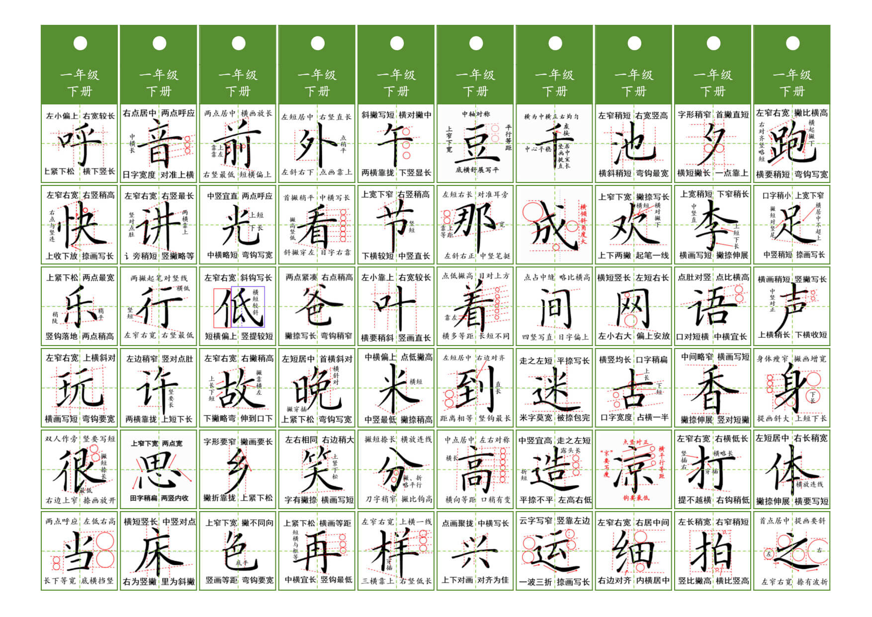 一年级（上）语文同步精讲字卡（共6页）-4.jpg