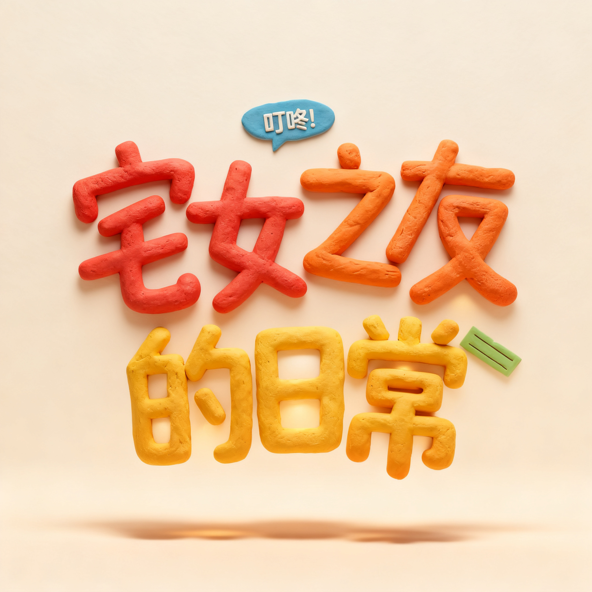 jimeng-2026-09-17-5065-保持原有造型和比例，色彩：淡米色背景。呈现效果：由红色、橙色、黄色柔和色调的黏土....png