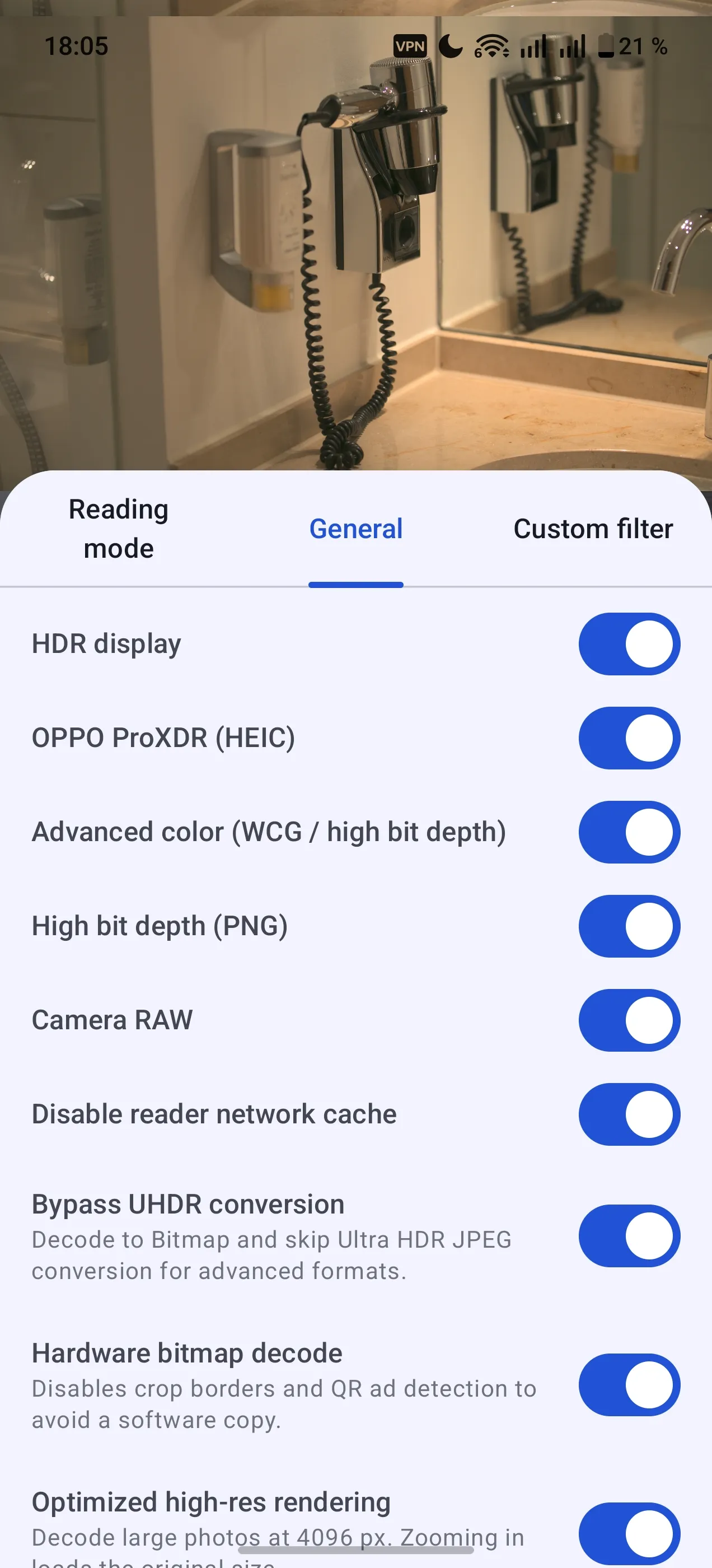 Localviewer HDR JXR image viewer settings