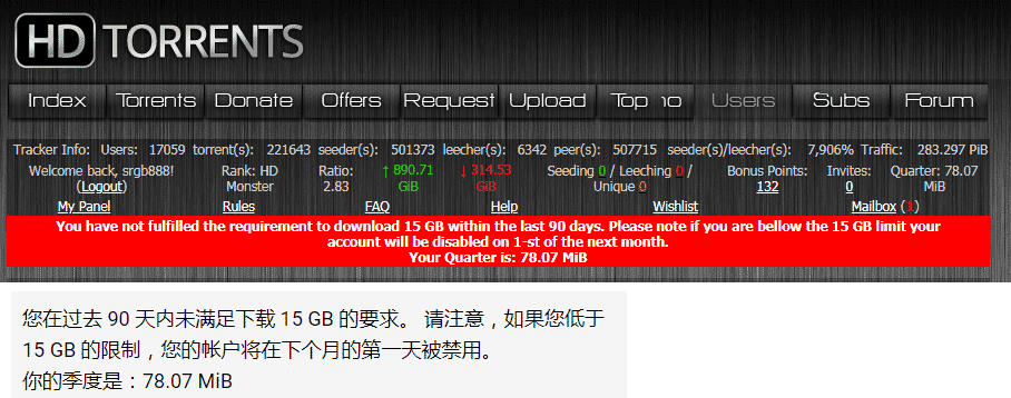 最近没什么去关注PT，差点被ban号了-sRGB-谷姐靓号网