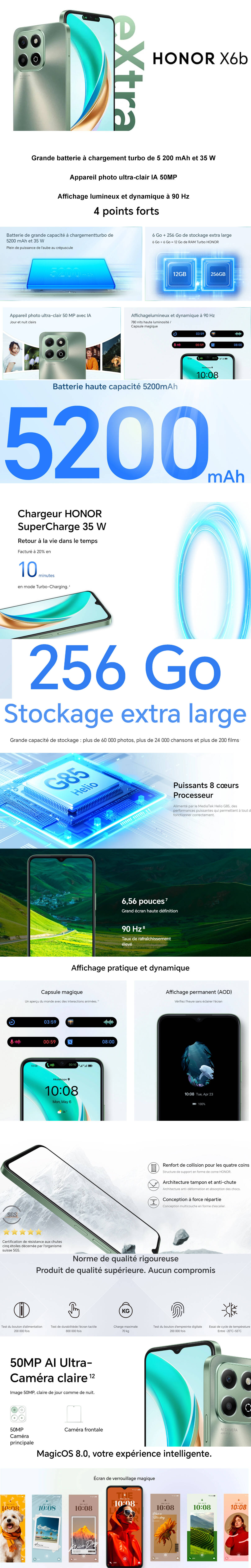 Smartphone Honor X6b 6,56