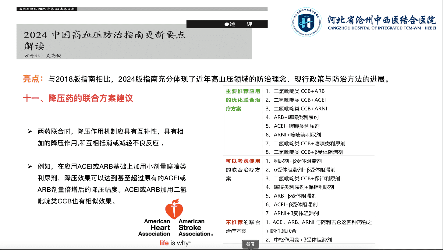 十一、降压药物的联合建议方案 十一、降压药物的联合建议方案