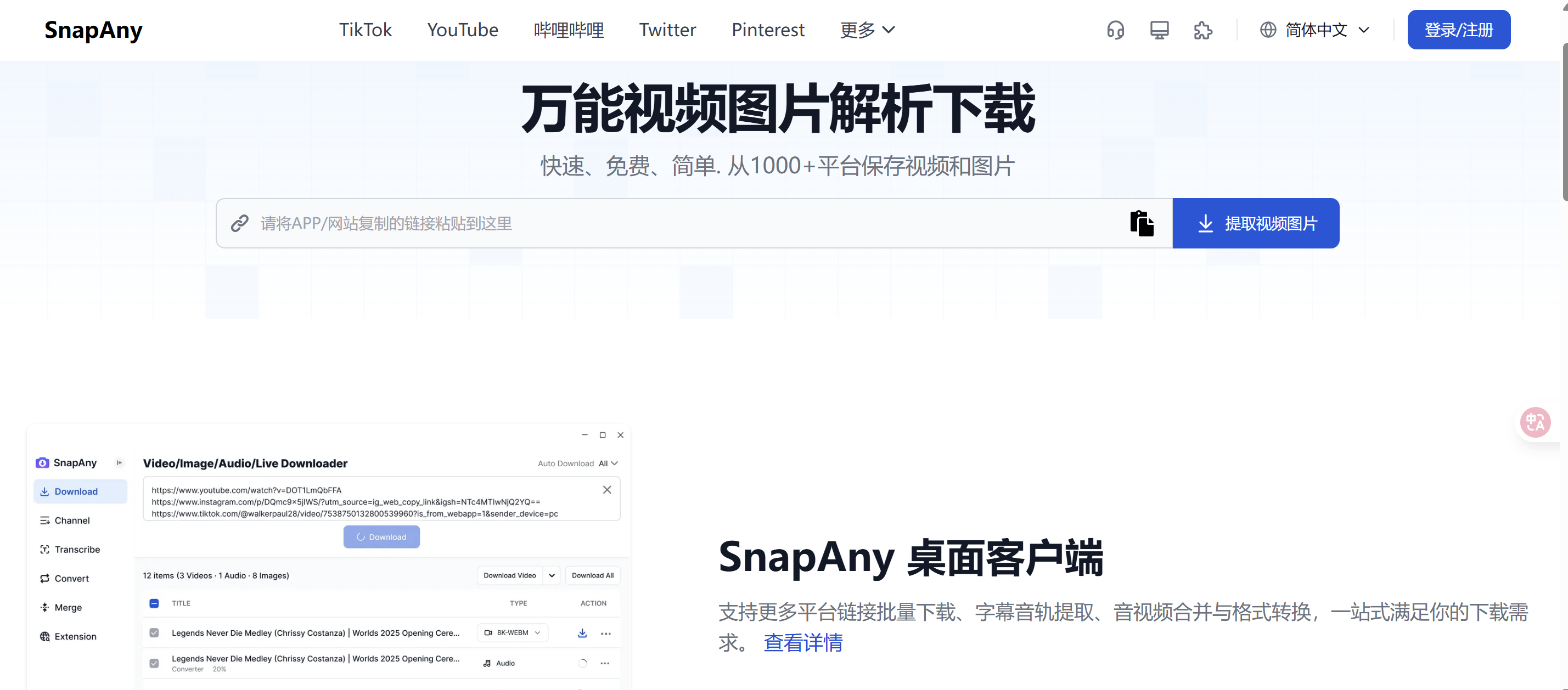 图片[1]-SnapAny – 万能短视频无水印下载网站-万象软件库